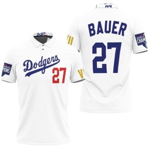 Los Angeles Dodgers Bauer 27 Championship Golden Edition White Jersey Inspired Style Polo Shirt PLS2894