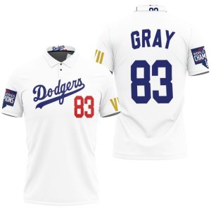 Los Angeles Dodgers Gray 83 Championship Golden Edition White Jersey Inspired Style Polo Shirt PLS2889