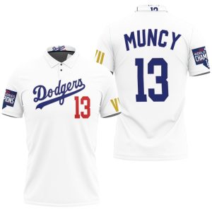 Los Angeles Dodgers Muncy 13 Championship Golden Edition White Jersey Inspired Style Polo Shirt PLS2888