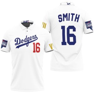 Los Angeles Dodgers Smith 16 Championship Golden Edition White Jersey Inspired Style Polo Shirt PLS2885