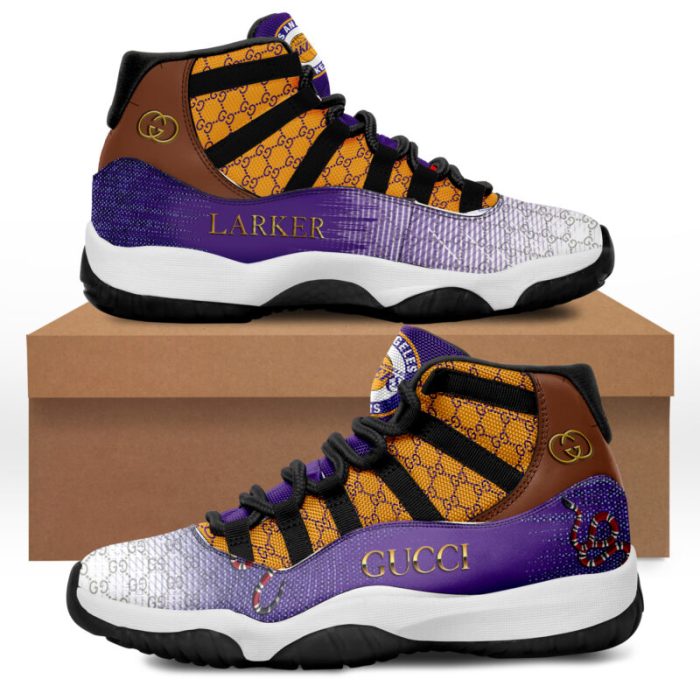 Los Angeles Lakers x Gucci Jordan Retro 11 Sneakers Shoes BJD110489