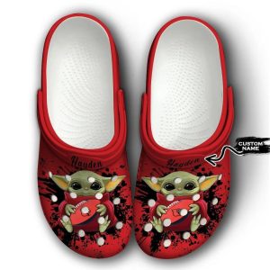 Louisville Cardinals Baby Yoda Custom Name Crocs Classic Clogs Shoes BCL1183