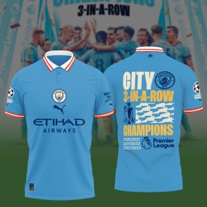 Manchester City 3 In A Row Premier League Champions 22/23 Printing Polo Shirt