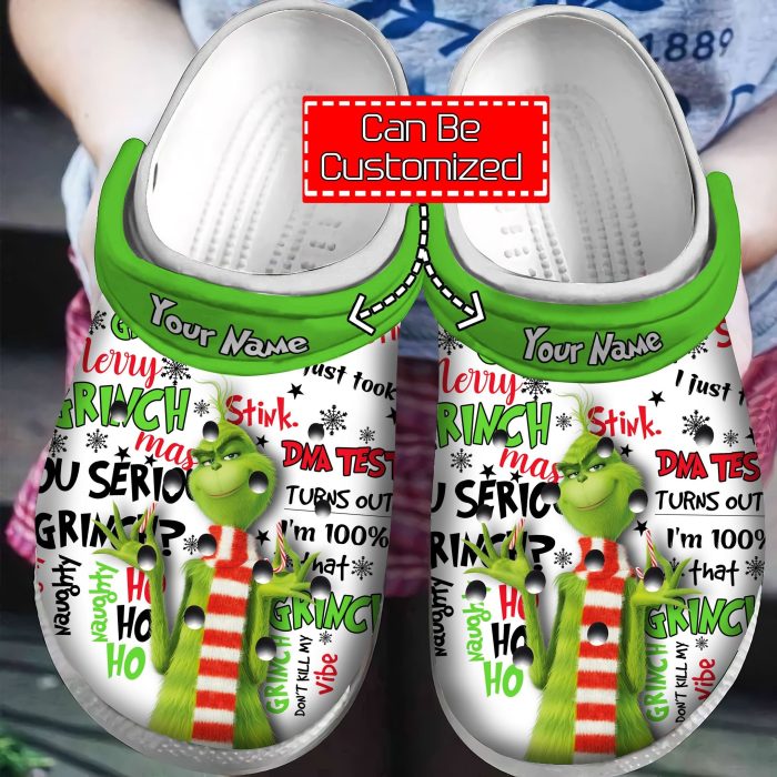 Merry Grinchmas Custom Name Crocs Crocband Clog Comfortable Water Shoes BCL1751