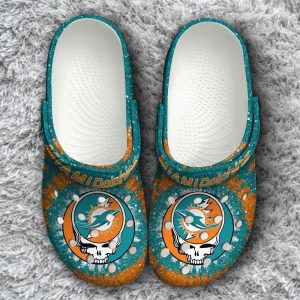 Miami Dolphins Grateful Dead Classic Crocs Crocband Clog Comfortable Water Shoes BCL1408