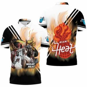Miami Heat Big Three Chris Bosh Lebron James Dwyane Wade On Fire For Fan Polo Shirt PLS2853