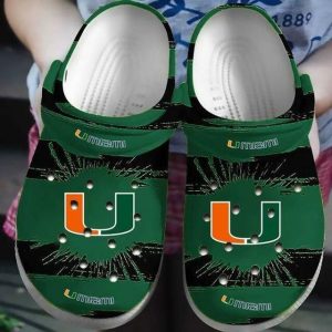 Miami Hurricanes In Green Crocs Crocband Clog Comfortable Water Shoes BCL0781