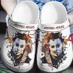 Michael Myers Face White Crocs Crocband Clog Comfortable Water Shoes BCL1750