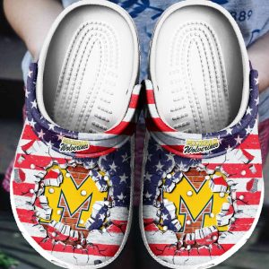 Michigan Wolverines Football NCAAF Teams American Flag Crocs Crocband Clog Comfortable Water Shoes BCL1624