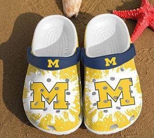 Michigan Wolverines In Yellow Pattern Crocs Crocband Clog Comfortable Water Shoes BCL0638