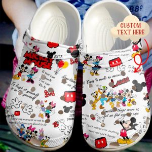 Mickey Mouse Custom Name White Crocs Crocband Clog Comfortable Water Shoes BCL0755