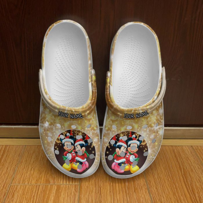 Mickey Mouse On Christmas Custom Name Crocs Crocband Clog Comfortable Water Shoes BCL1124