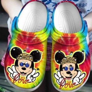 Mickey Mouse Tie Dye Crocs Crocband Clog Comfortable Water Shoes BCL0723