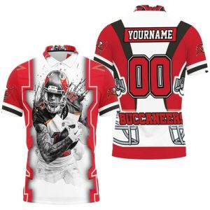 Mike Evans 13 Tampa Bay Buccaneers NFC South Champions Super Bowl Black And White Polo Shirt PLS3493