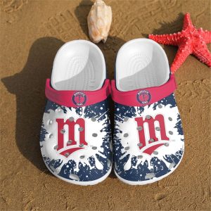 Minnesota Twins Paint Flakes Crocs Crocband Clog Comfortable Water Shoes BCL1420
