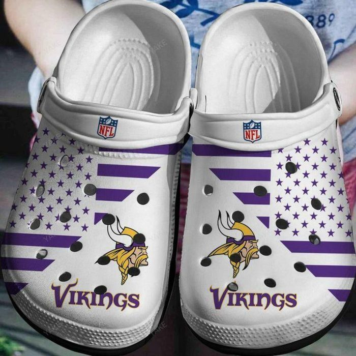 Minnesota Vikings White Pattern Crocs Crocband Clog Comfortable Water Shoes BCL0605