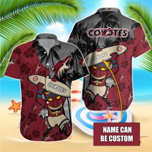 NHL Arizona Coyotes Beach Hawaiian Surfboard Button Shirt HWS0633