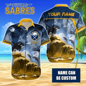 NHL Buffalo Sabres Hawaiian Design With Orca And Waves Button Shirt HWS0638