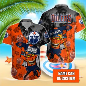 NHL Edmonton Oilers Beach Hawaiian Surfboard Button Shirt HWS0653