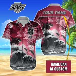 NHL Los Angeles Kings Hawaiian Design With Orca And Waves Button Shirt HWS0658