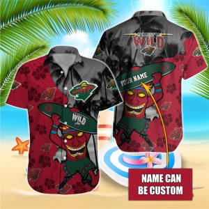 NHL Minnesota Wild Beach Hawaiian Surfboard Button Shirt HWS0659