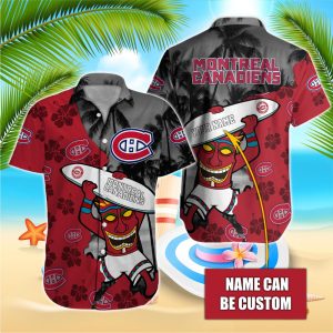 NHL Montreal Canadiens Beach Hawaiian Surfboard Button Shirt HWS0661