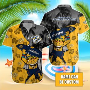 NHL Nashville Predators Beach Hawaiian Surfboard Button Shirt HWS0663