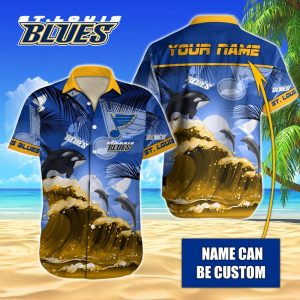 NHL St. Louis Blues Hawaiian Design With Orca And Waves Button Shirt HWS0678