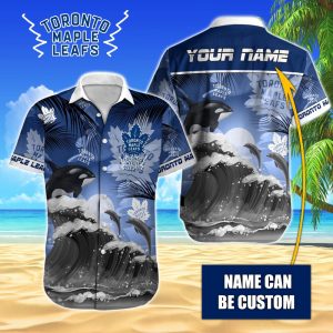 NHL Toronto Maple Leafs Hawaiian Design With Orca And Waves Button Shirt HWS0682