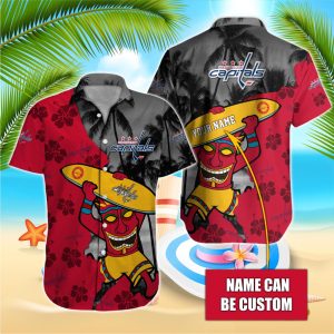 NHL Washington Capitals Beach Hawaiian Surfboard Button Shirt HWS0687