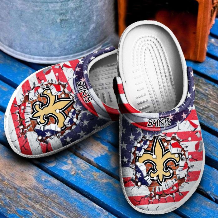 New Orleans Saints American Flag Crocs Crocband Clog Comfortable Water Shoes BCL1464