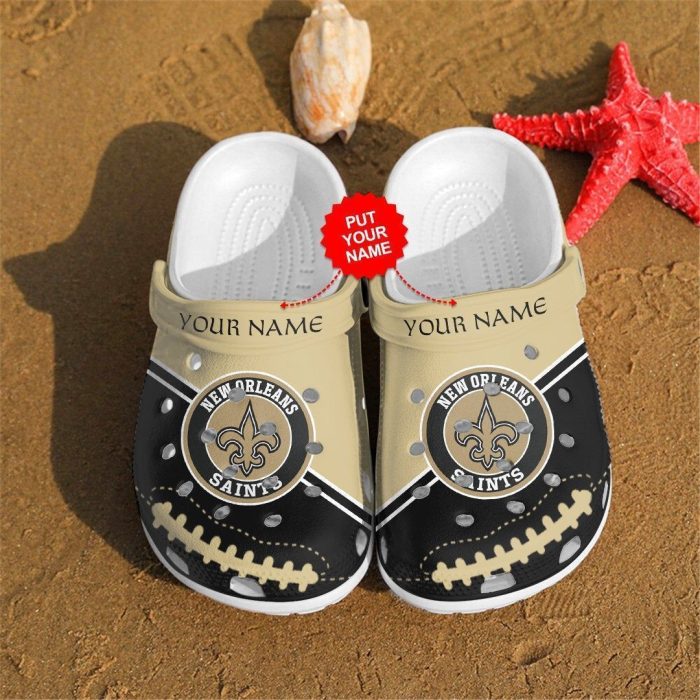 New Orleans Saints Custom Name Crocs Crocband Clog Comfortable Water Shoes BCL1472