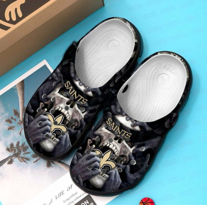 New Orleans Saints Skulll Crocs Crocband Clog Comfortable Water Shoes BCL1818