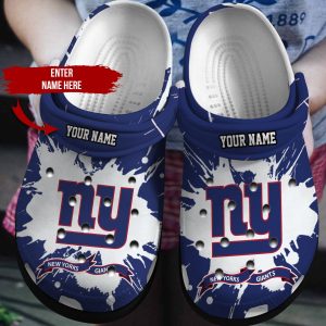 New York Giants Custom Name On Navy Blue Crocs Crocband Clog Comfortable Water Shoes BCL1762