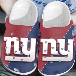 New York Giants Logo Crocs Classic Clogs Shoes In Red Blue BCL1359