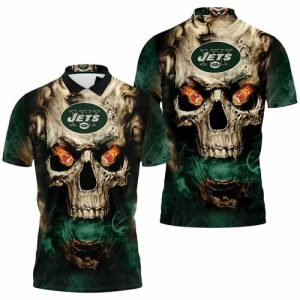 New York Jets 3D Skull Fire Jersey Polo Shirt PLS2969