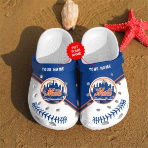 New York Mets Custom Name Crocs Crocband Clog Comfortable Water Shoes BCL1340