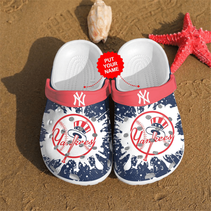 New York Yankees Custom Name Crocs Crocband Clog Comfortable Shoes BCL0201