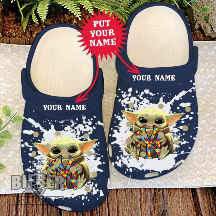 New York Yankees Custom Name Crocs Crocband Clog Comfortable Water Shoes BCL1705