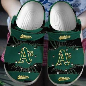 Oakland Athletics On Dark Green Crocs Crocband Clog Comfortable Water Shoes BCL0868
