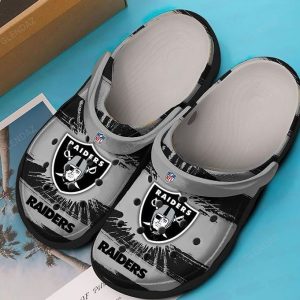 Oakland Raiders Black Grey Crocs Crocband Clog Comfortable Water Shoes BCL1488