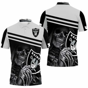 Oakland Raiders Skull Maiden Fan Jersey Polo Shirt PLS3174