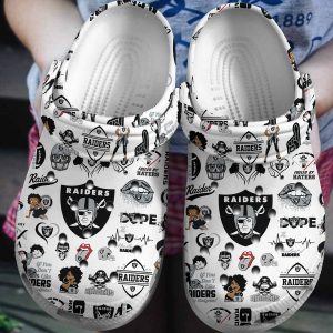 Oakland Raiders White Theme Crocs Crocband Clog Comfortable Water Shoes BCL1501