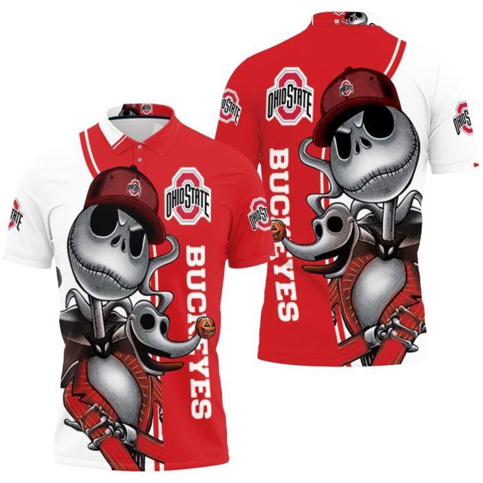 Ohio State Buckeyes Jack Skellington And Zero Polo Shirt PLS2702