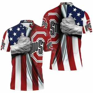 Ohio State Buckeyes Under American Flag Jersey Polo Shirt PLS3172