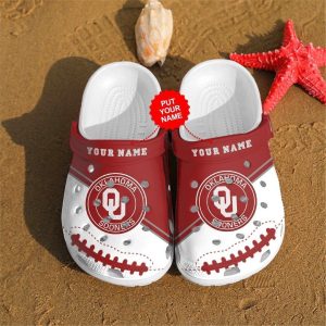 Oklahoma Sooners NCAAF Teams Custom Name Crocs Crocband Clog Comfortable Water Shoes BCL1453