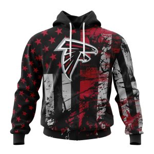 Personalized Atlanta Falcons Classic Grunge American Flag Unisex Hoodie TH1095