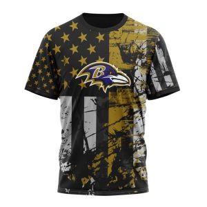 Personalized Baltimore Ravens Classic Grunge American Flag Unisex Tshirt TS2953