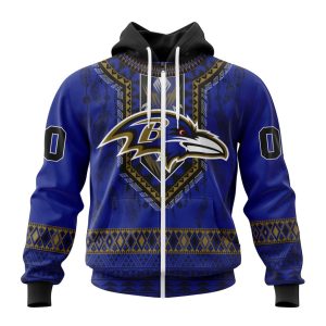 Personalized Baltimore Ravens Specialized Pattern Native Concepts Unisex Zip Hoodie TZH0407