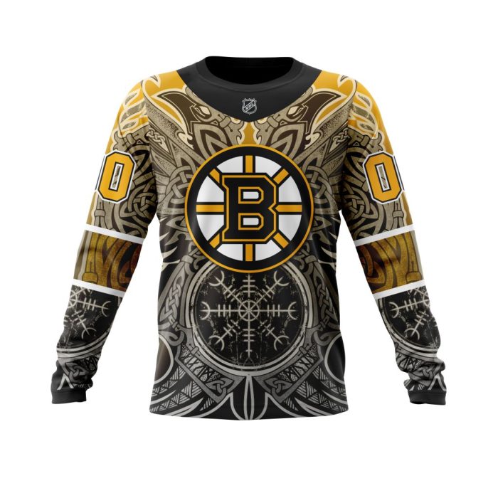 Personalized Boston Bruins Dark Norse Viking Symbols Unisex Sweatshirt SWS1695